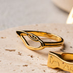GAZE eye ring in 925 sterling silver with green stone – AGUDO Studio