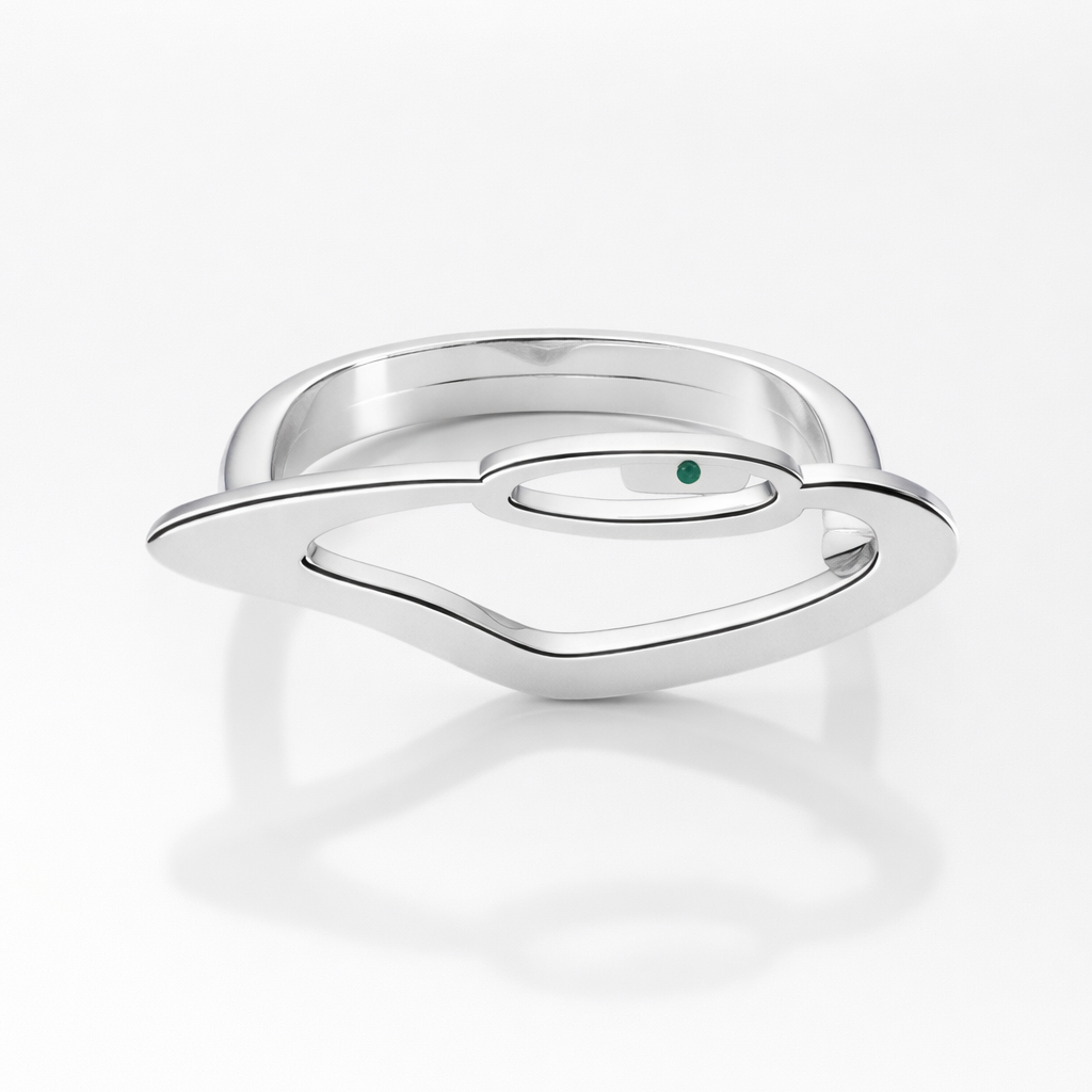 GAZE eye ring in 925 sterling silver with green stone – AGUDO Studio