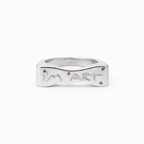 “I’M ART silver statement ring with engraved text and colored stones – AGUDO Studio