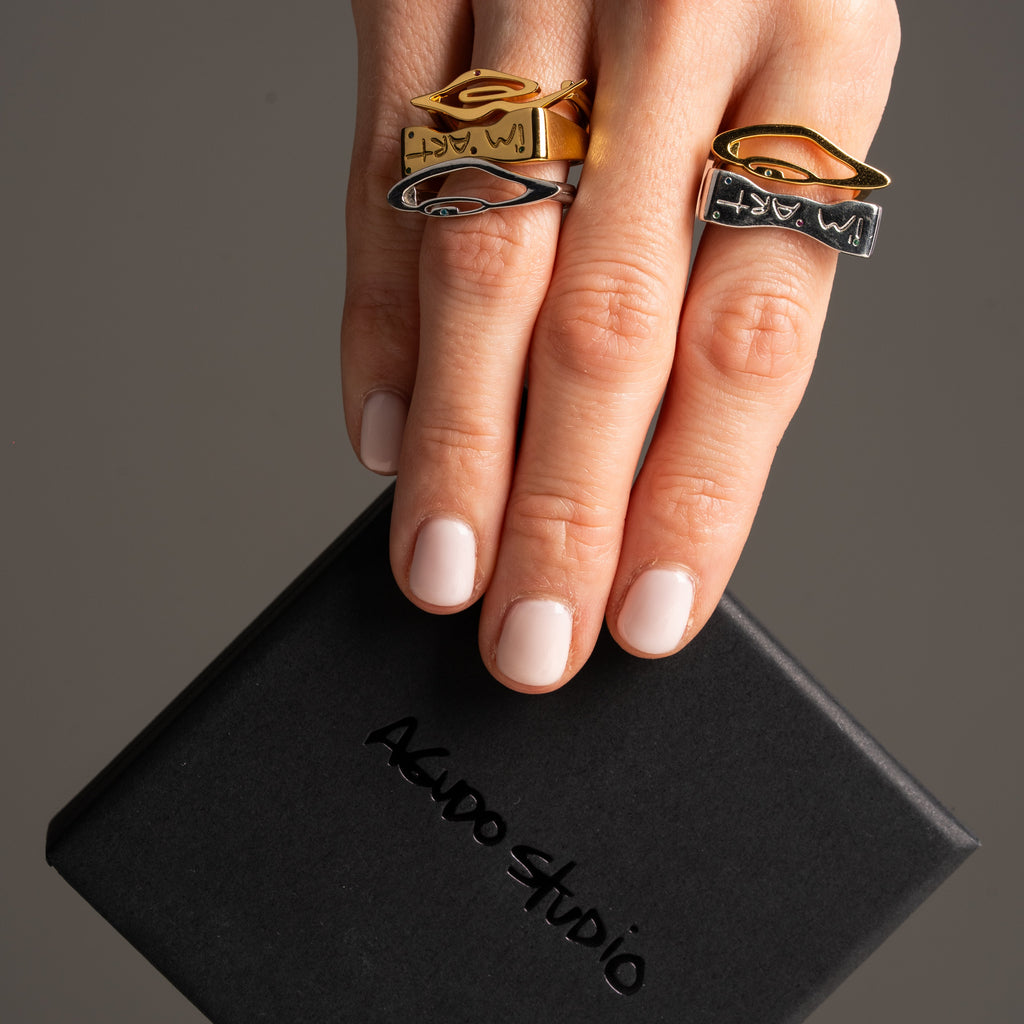 I’M ART statement ring in 925 sterling silver with colored zircon stones – AGUDO Studio