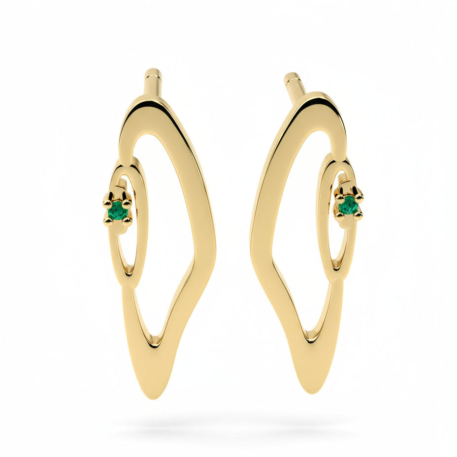 IRIS eye earrings in 925 silver with green stone – AGUDO Studio