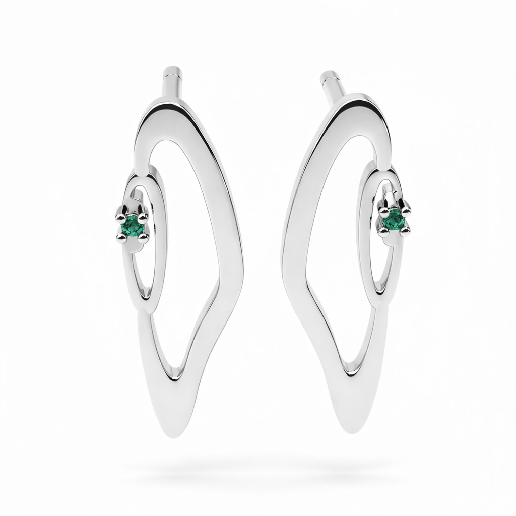 IRIS eye earrings in 925 silver with green stone – AGUDO Studio