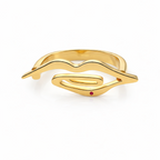 MUSE lip statement ring in gold plated 925 silver with red stone – AGUDO Studio