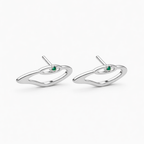 Gold mini eye stud earrings with green zircon stone, minimal design by AGUDO Studio
